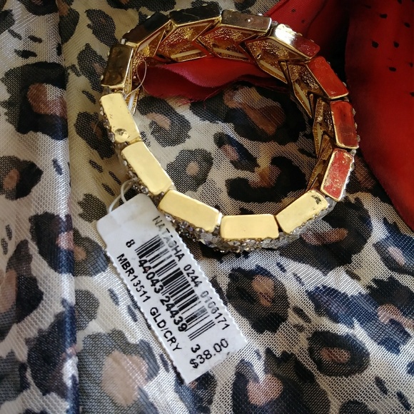 Gold/Crystal Fashion Stretchy Bracelet - Picture 6 of 6